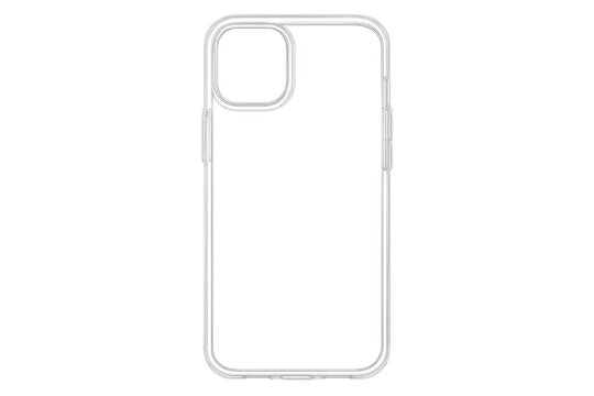 Clear smartphone case on transparent background