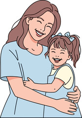 Obraz premium A mother and daughter share a warm hug.