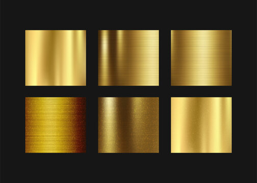 Golden Metallic Gradient and Texture Swatches Collection
