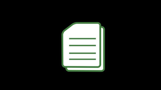 Animated Blank Document Icon with Clean Outline and Animated document icon multiplying paper sheets with black background,4k video animation.