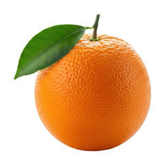 Juicy orange fruit on leaf nature scene close-up photography isolated on transparent background