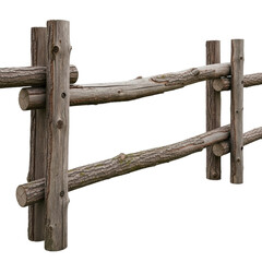 Naklejka premium Outdoor photography of rustic fence in natural rural landscape isolated on transparent background