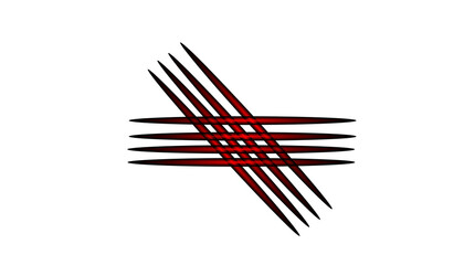 Abstract Red Neon Diagonal and Horizontal Light Streaks on Black Background