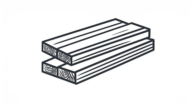 Stacked wooden planks, simple line drawing