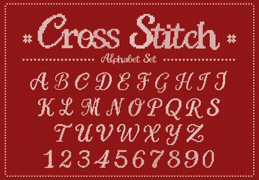 Cross Stitch Alphabet Font Set Design