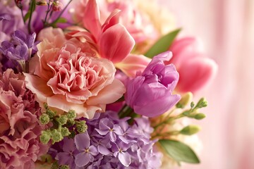 Fototapeta premium Mixed pink and purple flower bouquet arrangement