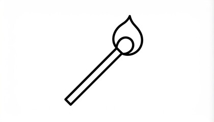 Simple black line drawing of a lit match