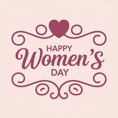 Obraz premium Happy womens day greeting card with heart and swirls design on pink background