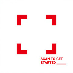 Obraz premium QR code scan start button vector set red and white modern design for mobile app business marketing digital technology promotion