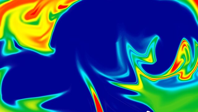 Abstract fluid dynamics simulation showcasing vibrant color transitions and motion effects illustration