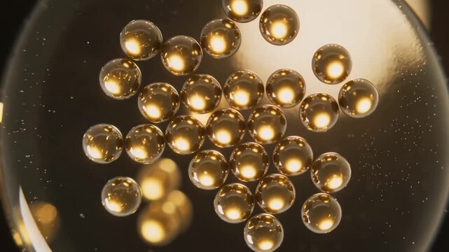Microscopic Spheres in Liquid Suspension, Vertical Background, Science, Technology, Nanotechnology, Cosmetic Ingredients, Microcapsules, Pharmaceutical, Innovation, Abstract Macro Shot

