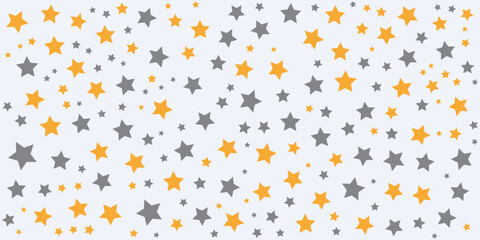 Scattered golden and grey stars decoration with noise texture background design