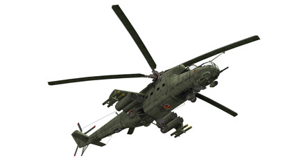Mil Mi-24, helicopter - transparent background, 3d render © Lakmal Fdo