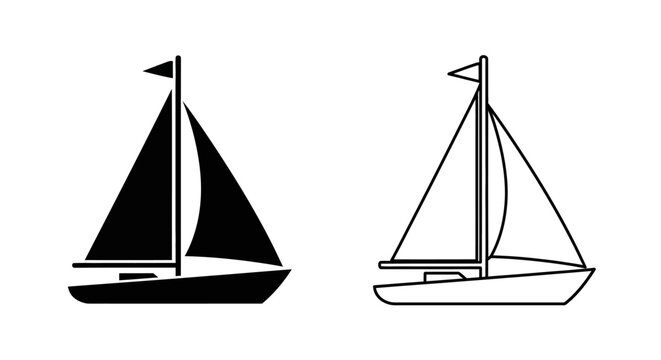 Two sailboats illustration: vintage vector design, nautical clip art, retro boat sketch Vector