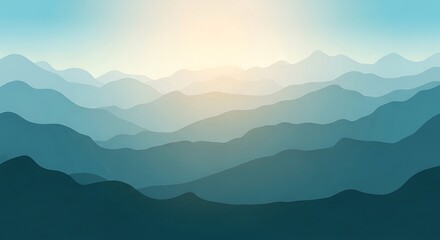 Fototapeta premium Serene Mountains at Sunset with Layers.