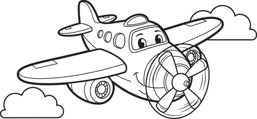 Cartoon Airplane Coloring Page © Israt