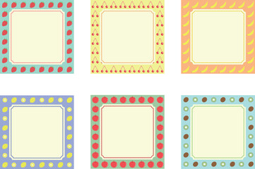 フルーツ柄のパターンと正方形フレームセット