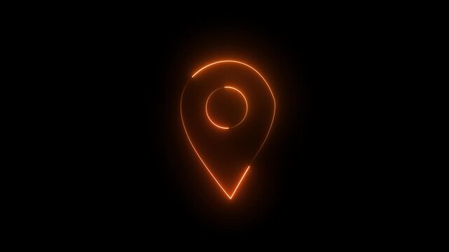 Abstract neon location icon fast tracking map pin icon animation. searching place address travel direction road signs map circle animated. Navigation, pointer, location, map, GPS, direction.