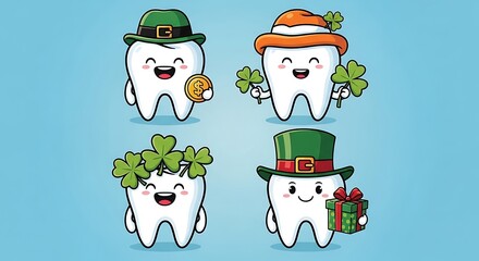 Fototapeta premium St patrick's day tooth characters