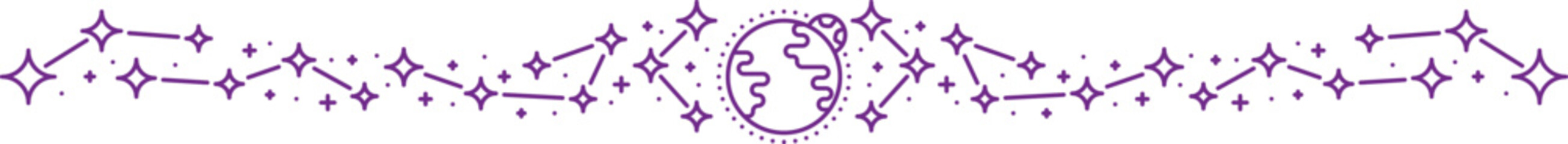 Outer space star constellation and cosmos line divider. Cosmos travel frame border, space research vector separator. Galaxy outer space divider with planet Earth and star constellations figures © Vector Tradition