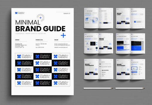 Minimal Corporate Brand Guideline Book Template Design