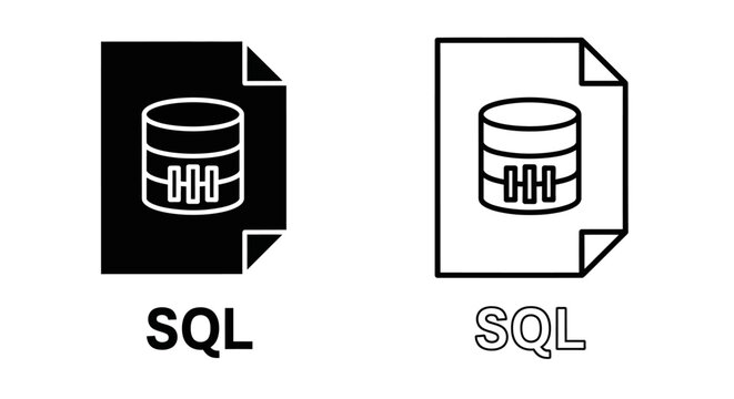 Sql database icon, sql symbol, sql logo, database icon, database symbol, database logo Vector