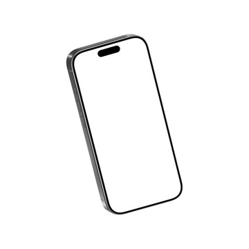 Isolated natural titanium smartphone mockup template. No background and screen. Isometric png.