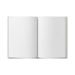 An open book with blank pages and a white background isolated on transparent background