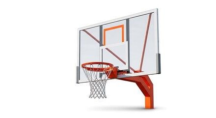 Naklejka premium Basketball hoop isolated on white background with net and backboard