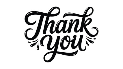 decorative thank you calligraphy typography design with elegant swashes and flourishes expressing gratitude appreciation and greeting message isolated on white background  © VectorCraze