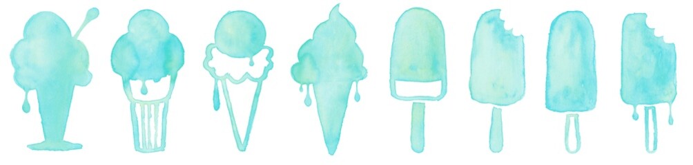 アイス、アイスクリーム、ジェラート、水色