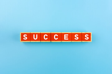 Business for success concept with success words icon on wooden cubes.