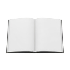 Fototapeta premium An open book with blank white pages on a white background isolated on transparent background