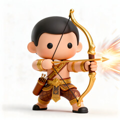 royal archer with golden bow and quiver