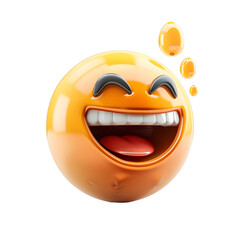 Fototapeta premium Laughing Emoji with Sweat Drops Isolated on White Background 3D Rendering