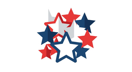 Obraz premium Vector illustration of red, white, and blue stars isolated on transparent background