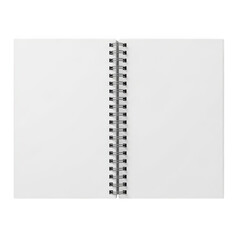 A close-up view of a spiral binding on a stack of white paper. isolated on transparent background