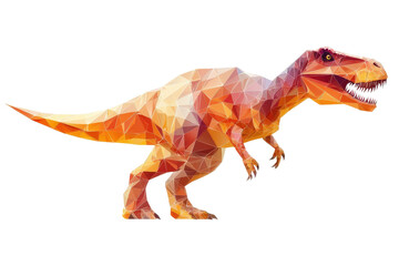A low polygon style representation of Tyrannosaurus, isolate on white background, offering a modern artistic interpretation. PNG