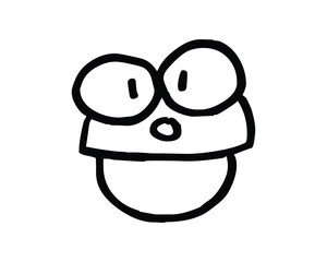 Surprised Cartoon Face with Big Eyes and Open Mouth in Black Outline