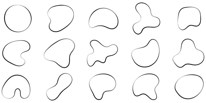 Hand drawn organic blob shapes and irregular fluid frames for abstract graphic design elements