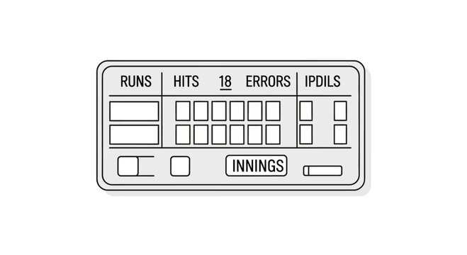 Scoreboard display for baseball game statistics.
