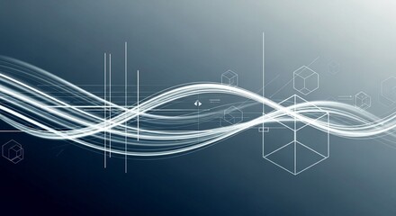 White lines and cubes on blue background abstract background download 2026 2027