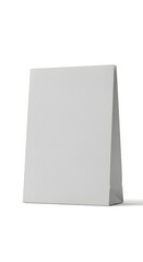 Blank White Paper Bag Standing Upright on a White Background.
