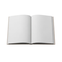 Naklejka premium A close-up view of an open book with blank pages and a white background isolated on transparent background