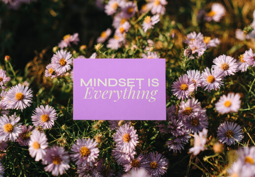 Inspirational Card Mockup Amidst Flowers PSD