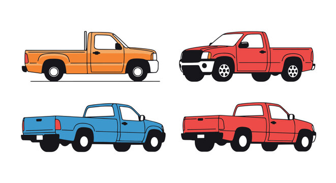 Pickup Trucks Line vector art minimal graphic color
