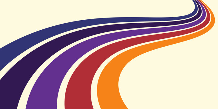 Abstract background of rainbow groovy Wavy Line design in 1970s Hippie Retro style. Vector pattern ready to use for cloth, textile, wrap and other.