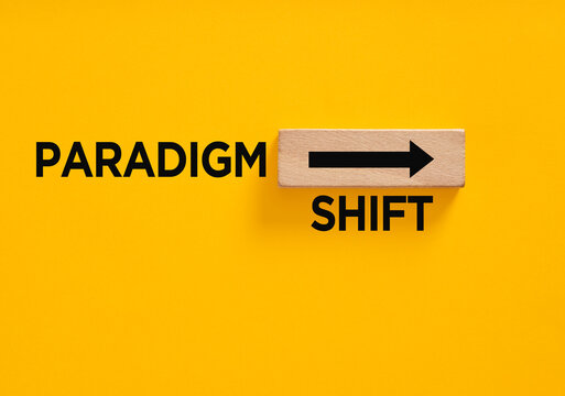 Paradigm shift message showing new direction concept