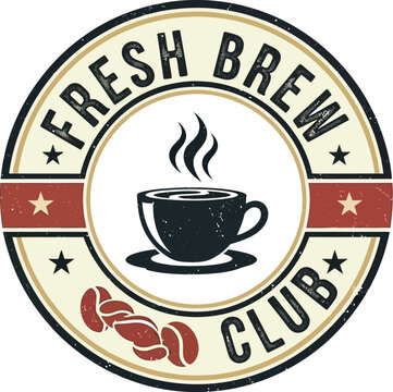 Fresh brew club logo with silhouette coffee cup