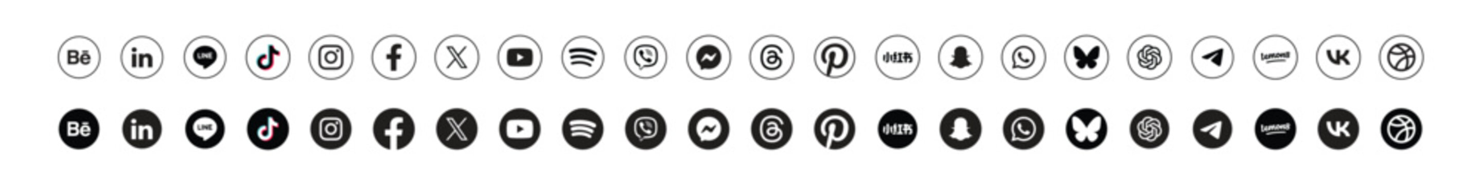 popular social media logos vector icon set of for editorial use